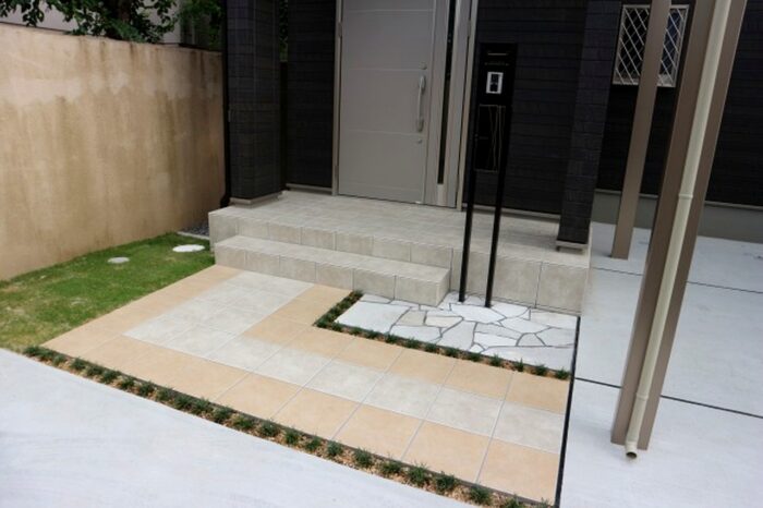 小川左官店 大津市O様邸・門柱・玄関アプローチ 外構エクステリア工事 滋賀県草津市